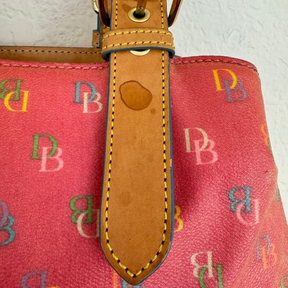 Dooney & Bourke Y2K Small Buckle Satchel Monogram Leather Bag Satchel Rainbow - Picture 7 of 14